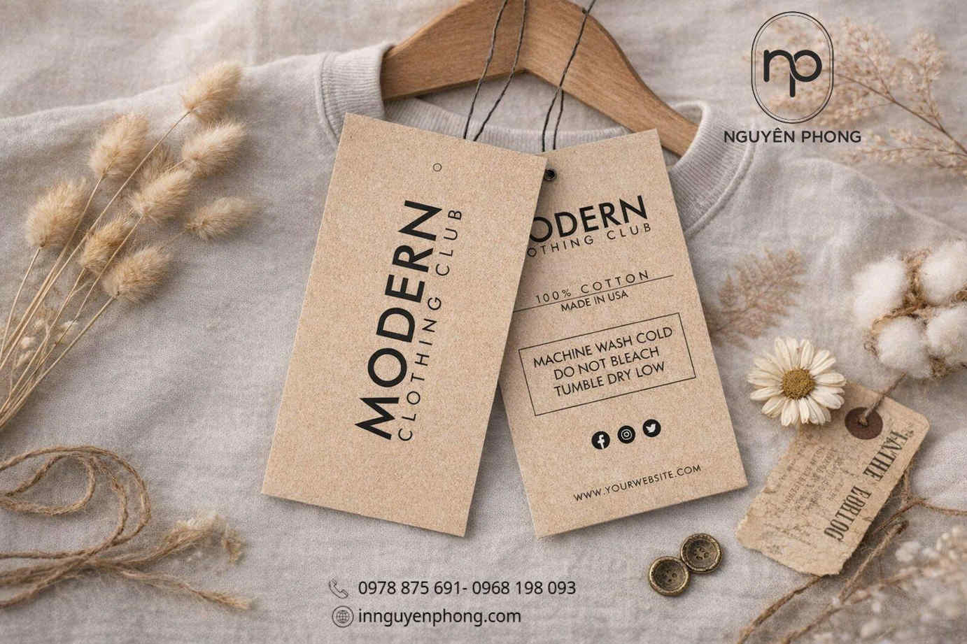 Mẫu tag quần áo tối giản 